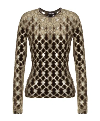 GIORGIO ARMANI GEOMETRIC-PATTERN VELVET T-SHIRT
