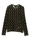 Giorgio Armani Geometric-pattern Velvet T-shirt In Green