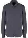 Giorgio Armani Geometric-pattern Zip-up Shirt In Blue