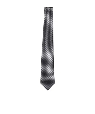 Giorgio Armani Geometric Patterned Pointed Tip Tie In Black