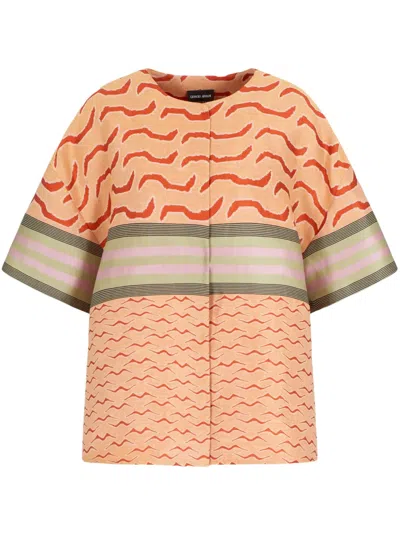 Giorgio Armani Geometric Print Shirt In 橘色