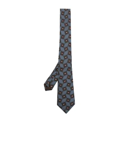 Giorgio Armani Geometric-print Silk Tie In Black