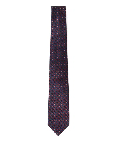 Giorgio Armani Geometric-print Silk Tie In Purple