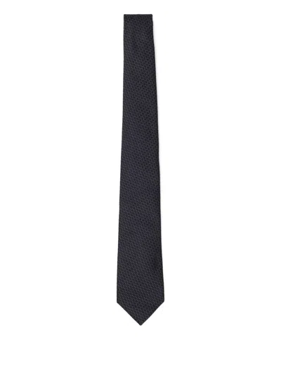 Giorgio Armani Geometric-print Silk Tie In Blue