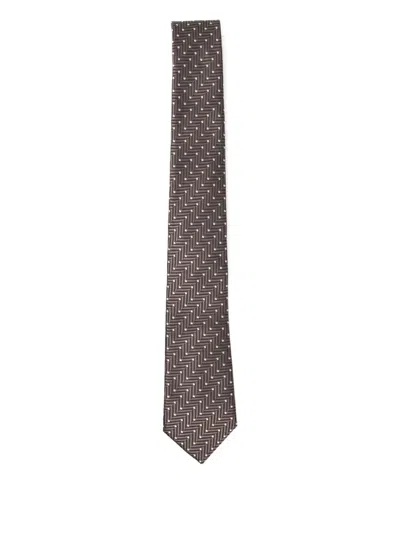 Giorgio Armani Geometric-print Silk Tie In Black