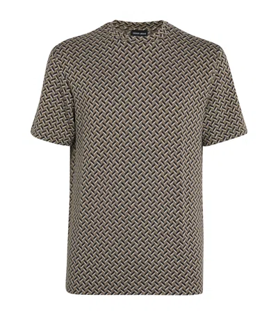 Giorgio Armani Chevron-pattern Jacquard T-shirt In Grey