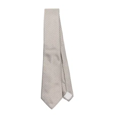 Giorgio Armani Geometric-print Tie In Gray