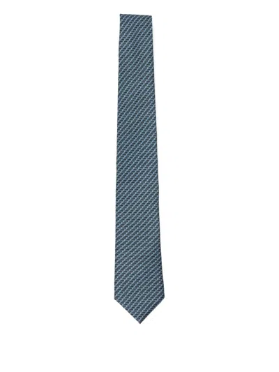Giorgio Armani Geometric-print Tie In Blue