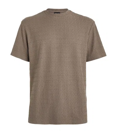 Giorgio Armani Geometric-weave T-shirt In Brown