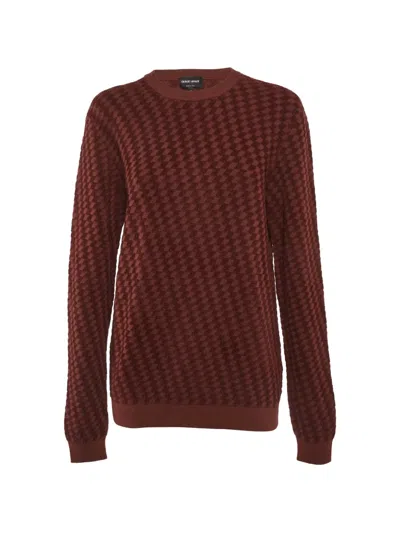 Pre-owned Giorgio Armani Geometric-pattern Sweater In Brown