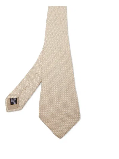 Pre-owned Giorgio Armani Geometric-pattern Tie In Neutrals