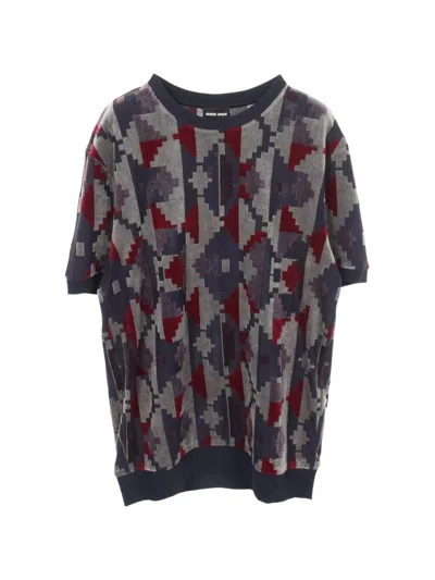 Pre-owned Giorgio Armani Geometric-pattern Velour T-shirt In Blue