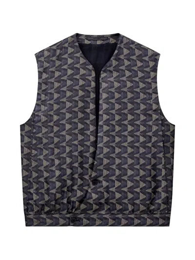 Giorgio Armani Geometric-print Single-breasted Waistcoat In Multi