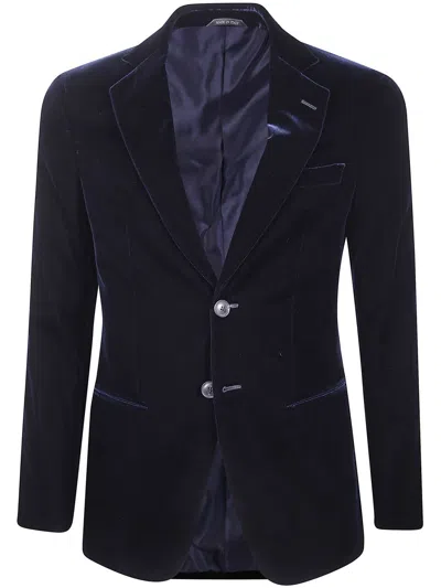 Giorgio Armani George Tailored Blazer Notched Lapels Pockets In Black