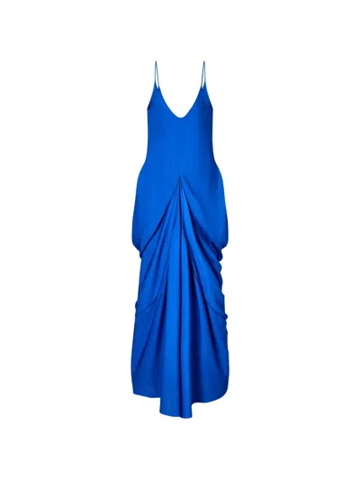 Giorgio Armani Georgette Draped-dress In Blue