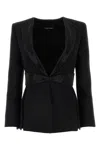 Giorgio Armani Luxe Silk Blazer Embellished Waistband