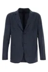 Giorgio Armani Men Melange Dark Blue Wool Blend Blazer