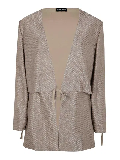 Giorgio Armani Giacca Jersey Jacquard In Neutral