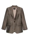 Giorgio Armani Textured Fabric Tailored Jacket In Brown