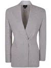 Giorgio Armani Woven Point Lapel Jacket In Milk/silver