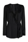 Giorgio Armani Crystal Embellished Long Satin Jacket In Pz01