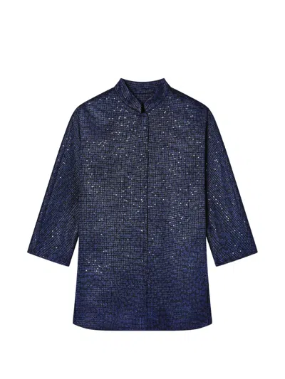 Giorgio Armani Sequin Coat In Blue