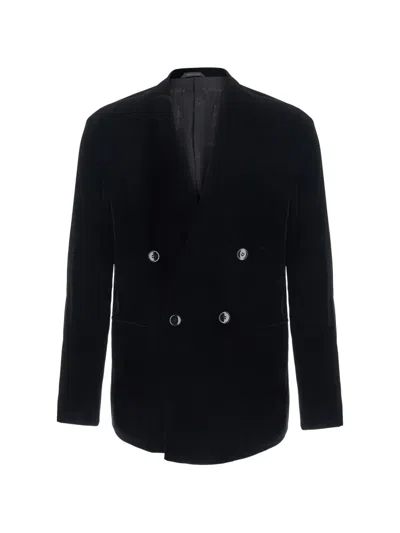 Giorgio Armani Double-breasted Blazer Jacket In Black