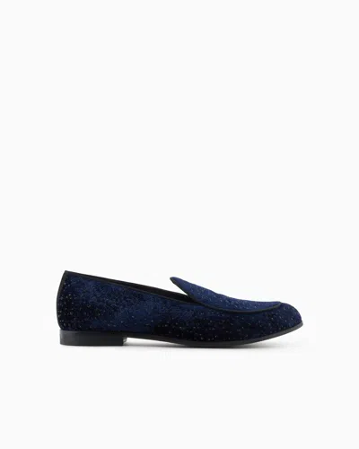 Giorgio Armani Giorgio's Loafers In Velvet And Rhinestones In Black