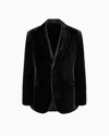 Giorgio Armani Studded-trim Velvet Blazer In Black