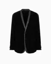 Giorgio Armani Giorgio's Single-breasted, Tuxedo Jacket In Shiny Pinstriped Velvet In Black