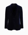 Giorgio Armani Giorgio's Velvet And Crystals Single-breasted Tuxedo Jacket In Blue