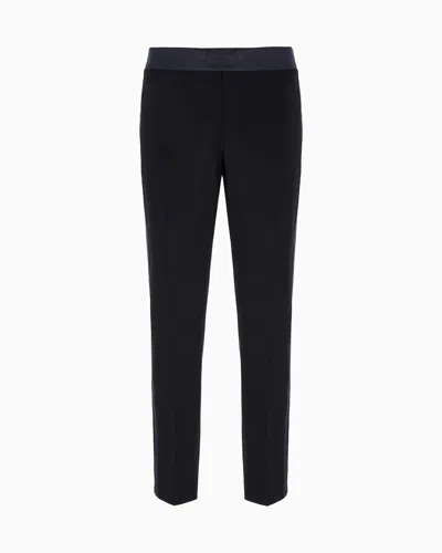 Giorgio Armani Giorgio's Wool Crepe And Grosgrain Trousers In Blue