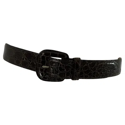 Pre-owned Giorgio Armani Glazed Chocolate Brown Crocodile Belt 65/26
