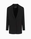 Giorgio Armani Glitter Silk-cady Single-breasted Jacket In Black