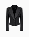 Giorgio Armani Glitter Silk-cady Single-breasted Short Jacket
