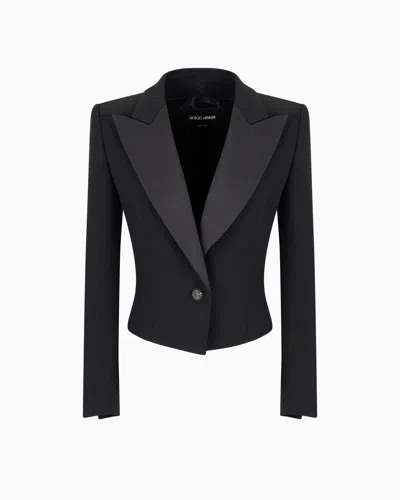 Giorgio Armani Glitter Silk-cady Single-breasted Short Jacket