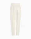 Giorgio Armani Glitter Silk Cady Trousers With Pleats In White