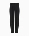 Giorgio Armani Double-sided Silk-satin Two-pleat Trousers In Black