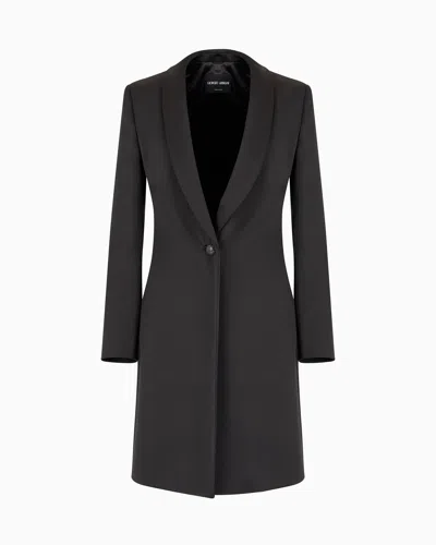 Giorgio Armani Glitter Silk Satin Single-breasted Long Jacket In Black