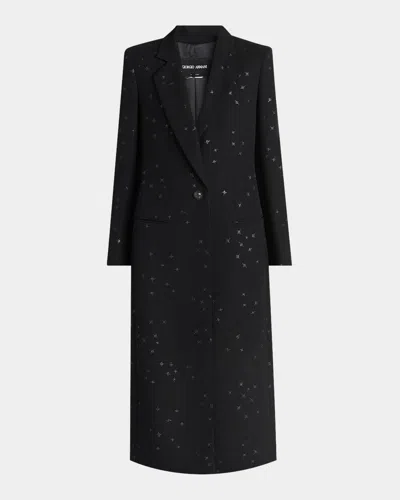 Giorgio Armani Glitter Star One-button Cady Silk Top Coat In Solid Black