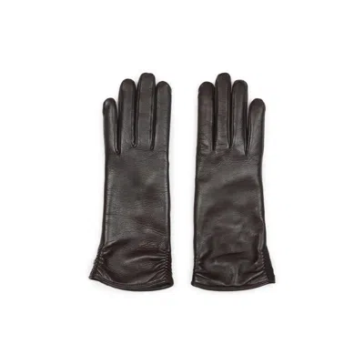 Giorgio Armani Logo-debossed Leather Gloves In Black