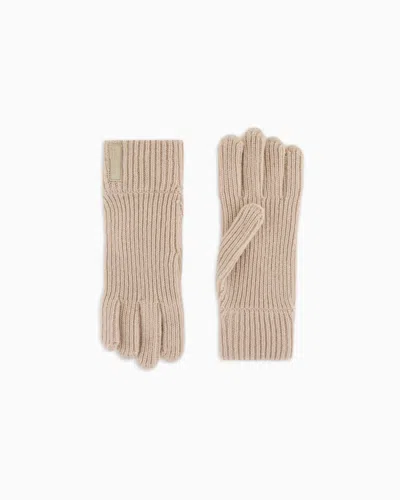 Giorgio Armani Gloves In Pure Cashmere Knit In Sand