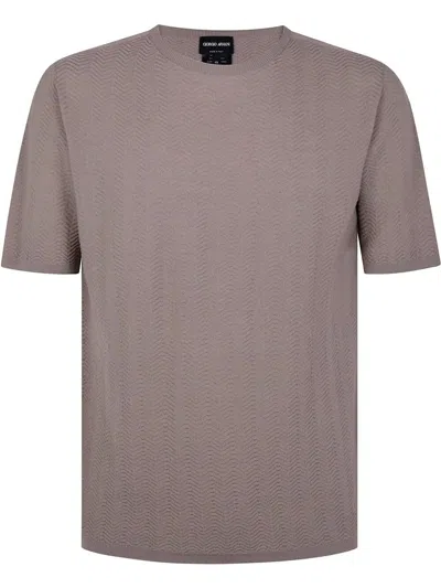 Giorgio Armani Crew Neck Short Sleeves Textured Fabric T-shirt In Multicolor