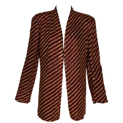 Pre-owned Giorgio Armani Gold And Red Beaded Jacket