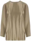 Giorgio Armani Golden Shiny Effect Silk Top In Brown