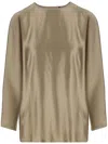 Giorgio Armani Golden Shiny Effect Silk Top In Brown