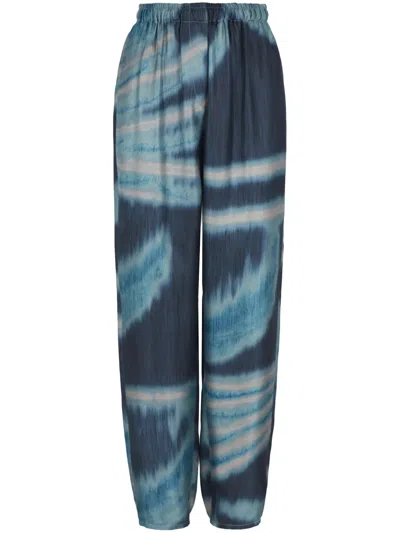 Giorgio Armani Gradient-effect Silk Trousers In Blue