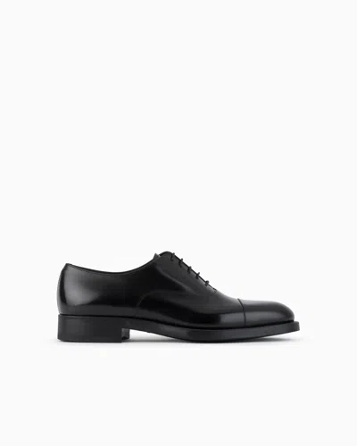 Giorgio Armani Official Store Oxford Shoe In Gradient Calfskin In Black