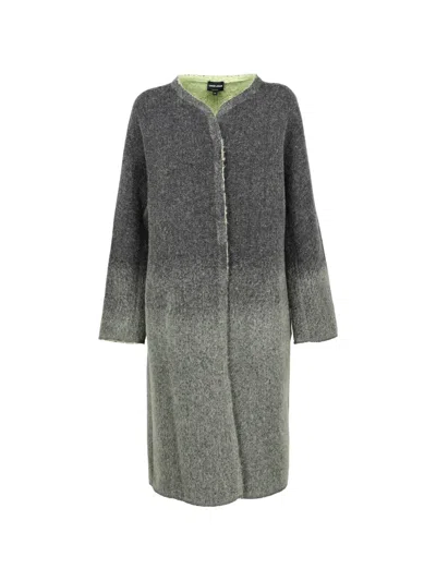 Pre-owned Giorgio Armani Gradient-effect Single-breasted Coat In Gray