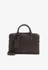 GIORGIO ARMANI GRAINED LEATHER LOGO BRIEFCASE